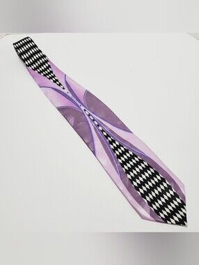 Daniel Ellissa Men's Neck Tie Multicolor Checkerboard Pattern 59x3.5"
